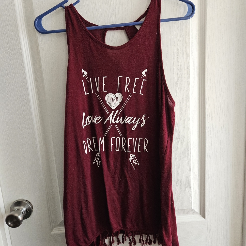 Women's Burgundy Tank Top with Inspirational Print